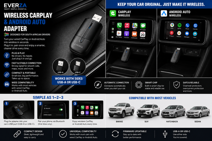 Wireless CarPlay & Android Auto Adapter (USB-A & USB-C)