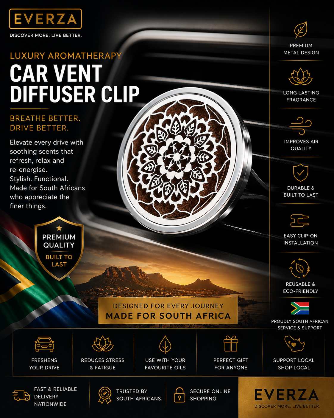 🌿 Luxury Aromatherapy Car Vent Diffuser Clip