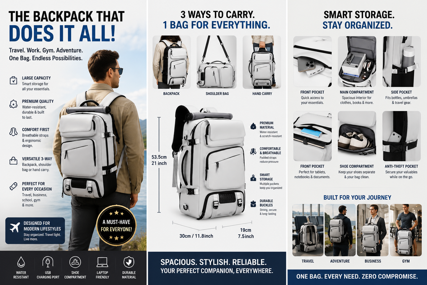 AdventurePro 3-in-1 Travel Backpack