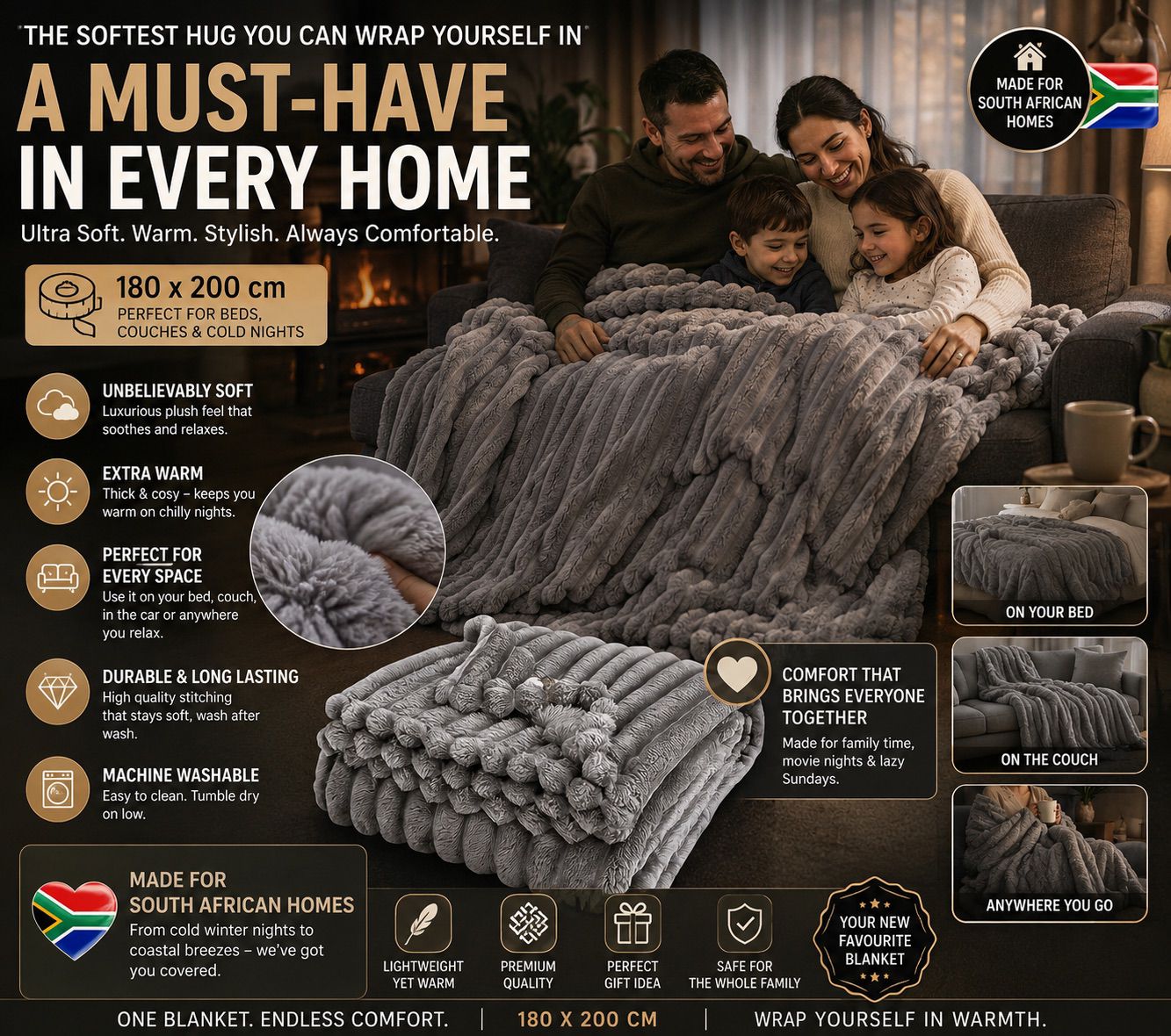 Ultra-Plush Luxury Blanket (180 x 200 cm)