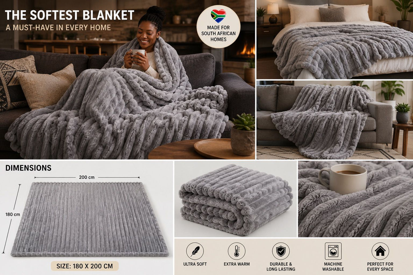 Ultra-Plush Luxury Blanket (180 x 200 cm)