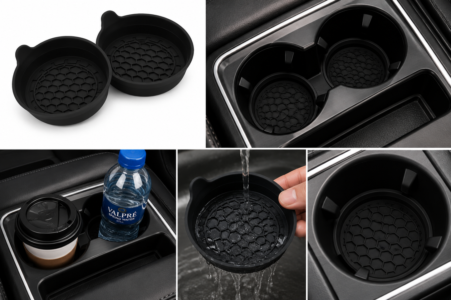 EVERZA Premium Silicone Car Cup Holder Coasters (2 Pack)