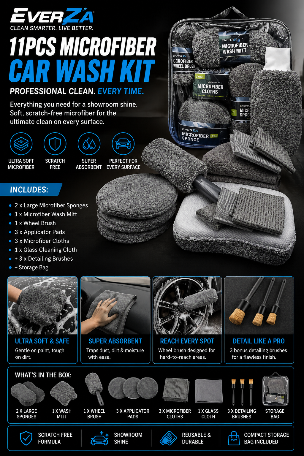 EverZa™ Premium Microfiber Car Detailing Kit