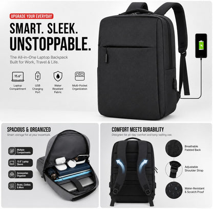 Executive Laptop Backpack with USB Charging Port