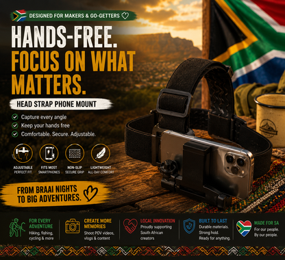 Head Strap Phone Mount – Go Hands-Free, Capture Every Moment 📱🏕️🇿🇦