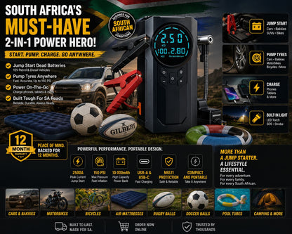 2-in-1 Jump Starter & Tyre Inflator Power Bank