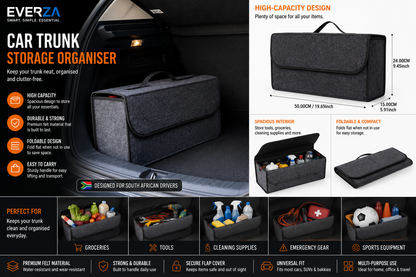 EVERZA Premium Felt Car Boot Organiser